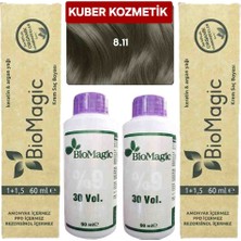 Biomagic 8.11 Yoğun Küllü Açık Kumral Organik Içerikli Amonyaksız Kalıcı Saç Boyası  Boya + Oksidan