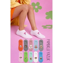 Kral Socks 6 Çift Kadın Pamuklu Karışık Desen Görünmez Sneaker Çorap Seti