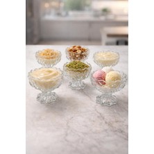 İliva 6 Lı Cam Ayaklı Magnolya Lokumluk Sunumluk Dondurmalık Magnolia Kasesi Çerezlik Tatlı Kasesi 110 ml