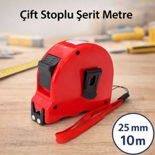 Badem10 Çift Stoplu 10 Metre Şerit Metre 25 mm Genişlik Dayanıklı Gövde Hassas Ölçüm Profesyonel