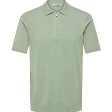 Only & Sons Erkek Yarım Fermuarlı Yeşil T-Shirt - 22028606