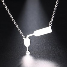 kuyumcudan Şarap Şişesi Gümüş Kolye - V178