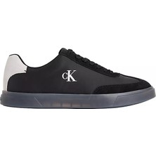Calvin Klein Erkek Düşük Bilekli Ck Logo Detaylı Topuk Kısmında Süet Detaylı Siyah Sneaker HM0HM02126-0GM