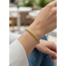 Biju Yılmaz Vip Silver Sarı Yuvarlak Taşlı Su Yolu Bileklik - 26SLBV10