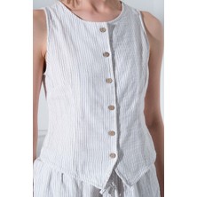 Maule %100 Pamuk Müslin Dokuma Kumaş Kadın Yelek @viktor