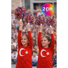 Toyfest Ponpon Parlak Rengarenk Amigo Sopalı Dayanıklı Hafif Tezahürat Ponponu 1 Çift