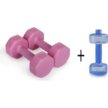 PS Spor 2kg Pembe Renk Dambıl Set ve 500ML Mavi Renk Dambıl Suluk