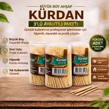 Cansa Kürdan Büyük Boy Ahşap Kürdan Hijyenik Paket Tek Kullanımlık Dayanıklı Kürdan Seti 3 Adet