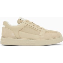 Emporio Armani Erkek Süet ve File Detaylar Bağcıklı Kauçuk Taban Bej Sneaker EM004836 AF24321-M1359