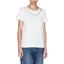 Armani Exchange Kadın Normal Kalıp Logo Baskılı Yuvarlak Yaka Pamuklu Kısa Kollu Beyaz T-Shirt XW002329 AF10356-U0002