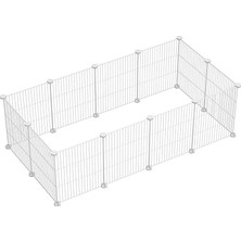 Nuvvo 12 Panel Metal Beyaz Renk Evcil Küçük Hayvan Kedi Köpek Kuş Evi Kafesi Oyun Parkı