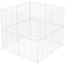Nuvvo 16 Panel Beyaz Renk Hayvan Oyun Kafesi Portatif Modüler Kedi Köpek Kuş Evi Kafesi