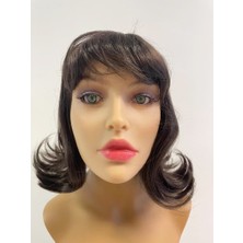 Prenses Peruk Kestane Renk Kahküllü Küt Kesim Sentetik Peruk