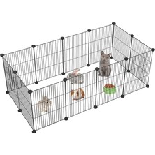 Nuvvo Evcil Küçük Hayvan Kedi Köpek Kuş Evi Kafesi Oyun Parkı Portatif Taşınabilir Metal Tel 12 Panel