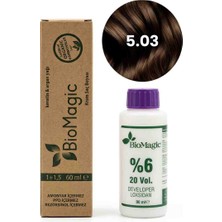 Biomagic 5.03 Fındık Kabuğu Organik Içerikli Amonyaksız Kalıcı Saç Boyası +Oksidan