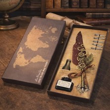 Venüs Shopping Vintage Tüylü Divit Kalem Hediye Seti