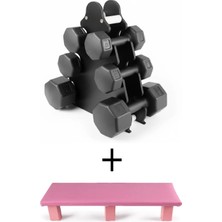 PS Spor Siyah Renk Mini Dambıl Set ve Uyumlu Stand,1kg,2kg,3kg ve Aerobik Step Tahtası