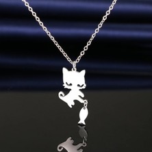 kuyumcudan Balıkçı Kedi Gümüş Kolye - V012