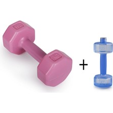PS Spor 1kg Pembe Renk Dambıl Set ve 500ML Mavi Renk Dambıl Suluk