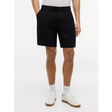 Tommy Hilfiger Erkek Normal Kalıp Beli Lastikli Kısa Keten Siyah Şort MW0MW44353-BDS
