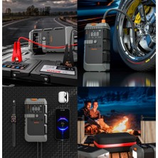 Melys Akü Takviyeli Kompresörlü Hava Pomp. Dijital Ekran-Akü Takviye & Lastik Şişirme & Powerbank & Fener