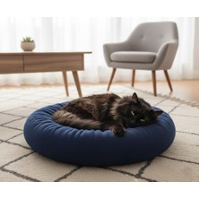 Brt Pet Peluş Simit Kedi Yatağı, Küçük Irk Köpek Yatağı, 55 cm Çap