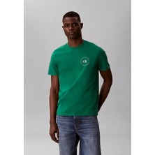 Calvin Klein Erkek Bisiklet Yaka Kısa Kol Pamuklu Önü Yazı Desenli Yeşil T-Shirt LV04RF801G-L4G