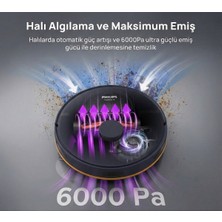 Philips Lds Haritalama Teknolojili Akıllı Wi-Fi Bağlantılı 6000 Pa Emiş Güçlü Kuru Islak Temizlik Yapan Moplu Ev Tipi Akıllı Robot Süpürge