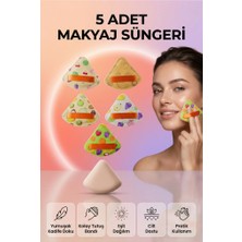 MUJGAN 5'li Pizza Dilimli Üçgen Pudra Pufu Makyaj Süngeri - Parmak Bantlı