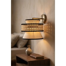 Ocean Point El Işçiliği Rustik Hazeran Duvar Lambası, Eskitme Bronz & Keten Premium Aplik, 25 cm