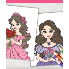 Farcy 35 Adet Prenses Temalı Okul Öncesi Boyama Sayfası Motor Becerisi Geliştirme A4 Sayfaları