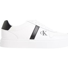 Calvin Klein Erkek Düz Taban Marka Yazı Desenli Bağlamalı Beyaz Sneaker HM0HM02237-01W