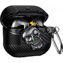 Ewec Galaxy Buds3, Buds3 Pro ve Buds3 Fe Uyumlu Karbon Fiber Hybrid Polymer Tech Kilitli Kulaklık Kılıfı