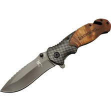 Magicool X50 Kahverengi Kurtarma / Kamp Çakısı 20,5cm- Yarı Otomatik, Kemerlikli, Ahşap Sap, Cam Kırma ve Ip Kesme Aparatlı