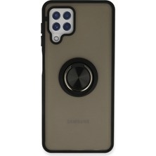 Buğz Samsung Galaxy A22 Kılıf Montreal Yüzüklü Silikon Kapak - Siyah