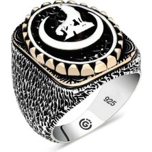 Pazarcan Gümüş Hilal Bozkurt Oval Erkek Yüzük