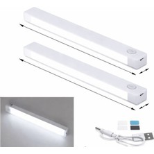 Hane216 2 Adet 20 cm Hareket Sensörlü Şarjlı LED Beyaz Panel ,elbise Dolabı Çalışma Masası Ev LED Lamba Işık