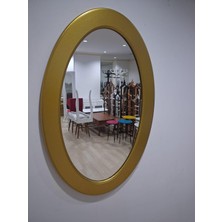 Bengi Ankara Mobilya Ayna Oval 90673 Model Parlak Gold Renk  Kayın Torna Kutu Sevk El Yapım