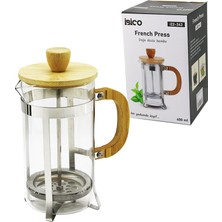 Go İthalat French Press Metal Kafes - Bambu Sap Bambu Kapak 600ML Cam Bitki Süzgeçi (5491)