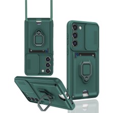 Buğz Samsung Galaxy S24 Plus Kılıf Zuma Kartvizitli Yüzüklü Silikon - Yeşil