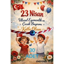 NF ND ENEFENDİ 30 Adet Nazar Boncuklu Marteniçka Bileklik 23 Nisan Tebrik Kartlı Şans Hediye