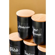 12'li 900ML Akrilik (Plastik) Kavanoz Ahşap Vakum Kapaklı Şeffaf Etiketli Saklama Kabı