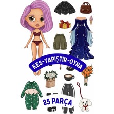 Farcy Kes-Yapıştır-Oyna 85 Parça Kız Giydirme Kombin Oyunu
