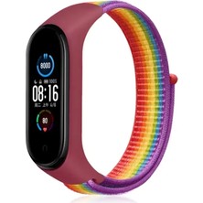 Toyigoo Ieg™  Xiaomi Mi Band 4 Hasırlı Cırtcırtlı Kordon - Gökkuşağı