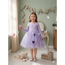 Lina Baby Bloomm Uzun Kollu Kız Bebek Elbise Tül Etekli Fiyonklu Şık Model