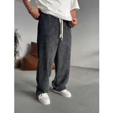 Siyah Yıkamalı Boru Paça Eşofman Jj