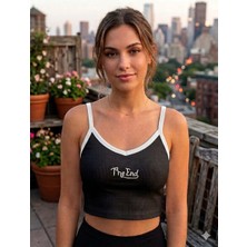 Bigümex Kadın Kaşkorse Ince Askılı Crop Bluz