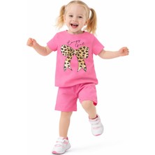 Melodi Kids Kız Çocuk Fiyonk Detaylı Şort Yazlık Alt Üst Pamuklu Takım