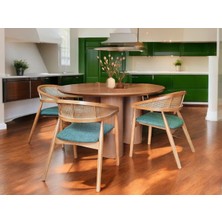 Dekorew Üç Ayak Bohem Masa 4 Sandalye Takımı 130CM Çap Yuvarlak Inegöl Mobilyası