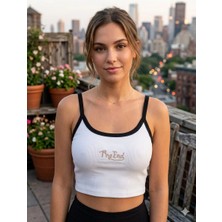 Bigümex Kadın Kaşkorse Ince Askılı Crop Bluz